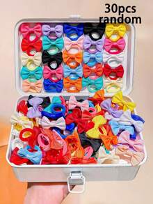 30pcs Girls Bow Hair Ties, Versatile Daily Hair Accessories Suitable For Girls To Wear - Multicolor - View 8