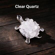 1pc Natural Crystal Cluster Turtle Ornament, Metal Turtle Statue With Amethyst, Citrine, White Quartz Cluster, Desktop Decor, Home Office Gift - Mini Turtle - View 21