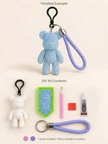 1pc DIY Rhinestone Bear Pendant Handmade Kit, Shiny Crystal Bead Bear Pendant With Wrist Strap, Handmade Bag Charm Keychain Accessory, Suitable For DIY Crafts, Birthday Gifts, Holiday Gifts, Party Favors And Travel - Multiple Styles - View 14