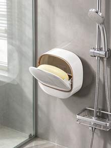 Wall-Mounted Soap Holder, Waterproof Flip-Top Design, Minimalist Soap Box, Suitable For Men And Women, Durable, Applicable For Kitchen, Bathroom, Shower Room, Home Bathroom Decor Storage Accessory, Travel Essential Shower Storage Rack - Multiple Styles - View 7