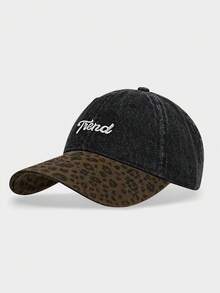 1pc Contrast Color Leopard Print Casual Letter Decor Women's Baseball Cap - Multicolor - View 6
