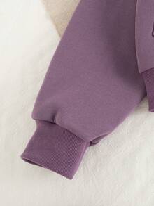 Girls Fashion Short Zip-Up Cardigan Jacket And Cargo Pocket Midi Skirt 2pcs Set, Autumn/Winter - Purple - View 6