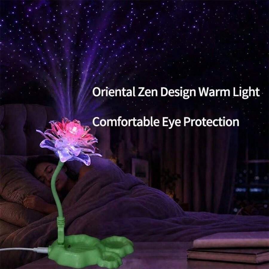Lotus Starry Sky Projection Night Light, Table Lamp Bedroom Bedside Night Light, Car Night Light, Starry Sky Effect Emotional Value Maxed Out, Night Sleep Eye Protection USB Voice Control, 2026 Latest R&D - Multicolor - View 1