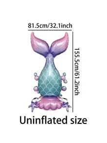 1pc Oversized 150cm Mermaid Tail Shaped Foil Balloon, Large Mermaid Theme Party Decoration, Birthday Party Photo Prop - Standing Mermaid Tail - View 5