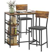 Three-Piece Compact Bar Table Set - Brown/Black - 1 - View 6