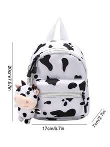 1pc Cow Print Lightweight Nylon Large Capacity Zipper Cute Mini Backpack Suitable For Daily Travel Casual Outings - Multicolor - View 7