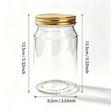 2pcs Transparent Plastic Jars With Gold Aluminum Lids And Pressure-Sensitive Gaskets, 24oz (Approx. 712ml) Round Candy Storage Jars, Mason Jars, High PET Jars, Wide Mouth Food Storage Containers, Suitable For Honey, Dry Food, Spices, Nuts, Noodles - View 2