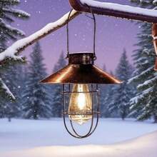 Solar Powered Hanging Lamp, Weather Resistant Metal Frame Warm LED Lantern, Outdoor Decorative Light For Garden Tree Patio Porch, Farmhouse Style Night Light For Wedding, Holiday & Backyard Decor - Multiple Styles - View 12