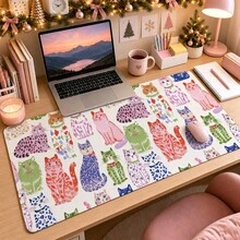 1pc Colorful Hand Drawn Cute Cat Desk Mat, Multi-Purpose Makeup Nail Art Table Pad, Large Non Slip Desktop Protector S/M/L/XL - View 10