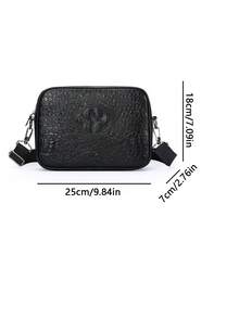 Retro Crocodile Print Men's Crossbody Bag Front Chest Bag Lightweight Shoulder Bag For Outdoor Adventures - Black - View 7