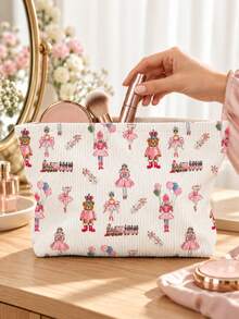 New Nutcracker Print Makeup Bag | French Print Travel Organizer Bag | Travel Essentials | Poolside Must-Have | Toiletry Bag | Pool Storage Bag | Mother's Day Gift | Teacher's Day Gift | Suitable For Moms, Teachers, Friends And Nurses | Home Essentials | Graduation Gift | Easy To Clean Design | Portable Makeup Bag - Multicolor - View 1