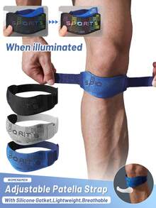 HYL SPORTS 1PC Adjustable Patella Strap, Reflective Fabric With Built-In Thickened Silicone Gasket, Dual-Direction Compression, Fit For Men & Women, For GYM, Basketball, Badminton, Tennis, Cycling And Daily Life - Multicolor - View 3