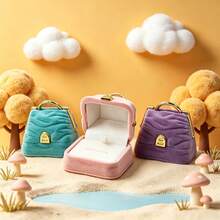 1pc Mini Plush Handheld Coin Purse, Cute Compact Portable Soft Scratch-Resistant Decorative, Premium Plush With Gold Hardware Small Storage Bag, Cute Sweet Girl Style Solid Color Macaron Blue Purple Pink Three Colors, Mini Shell Handbag Design, Pleated Texture Metal Lock Handheld Design, Coin Earphone Lip Balm Small Jewelry Storage, Mini Handheld Coin Purse Storage Bag, Daily Outing Party Gift Children Birthday Valentine's Day Gift - Multicolor - View 3