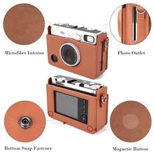 PU Leather Protective Case With Photo Pocket + Adjustable Shoulder Strap, Vintage Leather Protective Case For Fujifilm Instax Mini Series Cameras, Anti-Friction Camera Photography Accessory, Essential For Travel And Outdoor Use - View 6