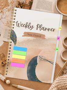 1pc A5 Non-Dated Weekly Planner, Abstract Boho Spiral Organizer With Weekly Goals, To-Do List & Habit Tracker, Office Desk Accessories, Christmas Gifts, Bible Study Materials - A5 - View 11