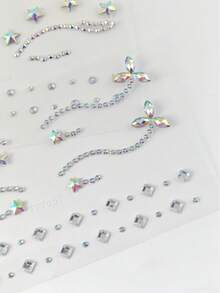 2pcs Butterfly & Star Face Rhinestone Stickers, Self-Adhesive Holographic Face Gem Stickers, Eyeliner Makeup Rhinestone Stickers For Music Festival, Christmas, Stage Makeup, Eye DIY - Multicolor - View 8
