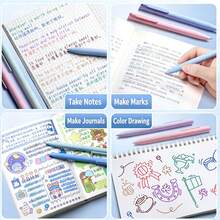 6pcs Morandi Color Retractable Gel Pens Set, Student Note-Taking And Highlighting Gel Pens, Retractable Quick-Dry, 0.5mm Tip, Multiple Color Ink, Smooth Writing, School And Office Supplies, Learning Supplies, Classroom Rewards - Multicolor - View 3