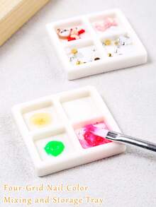SWEET TREND 4-Piece Nail Tool Set, Equipped With Nail Painting, Wire Drawing, Carving, Adhesive Design Nail Brushes, And A Four Grid Color Storage Tray, Suitable For Nail DIY Salon Design And Daily Nail Care Tool Set - Multicolor - View 8