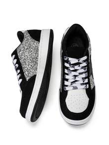 Men's Glitter: Simple, And Versatile Sneakers-Low-Top And Comfortable, Perfect For Vacations, Outings, And Daily Commutes - Black and White - View 3