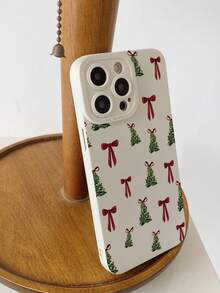 時尚可愛聖誕樹紅蝴蝶結圖案 TPU 手機殼，適用於 iPhone 18/18 Pro/18 Pro Max/17/17 Pro/17 Pro Max/16/16 Pro/16 Pro Max/15/14/13/12/11 - 米色蝴蝶結 - 查看 5