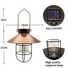 Solar Powered Hanging Lamp, Weather Resistant Metal Frame Warm LED Lantern, Outdoor Decorative Light For Garden Tree Patio Porch, Farmhouse Style Night Light For Wedding, Holiday & Backyard Decor - Multiple Styles - View 11