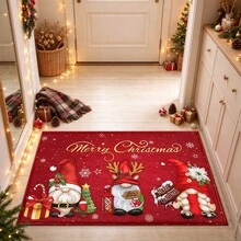1pc Kitchen Mat, Soft Faux Cashmere Material Floor Mat, Christmas Pattern Kitchen Rug, Bathroom Door Non-Slip Mat, Entrance Door Decorative Mat, Bedroom Door Non-Slip Mat, Suitable For Multiple Scenes Non-Slip Mat, Room Decoration, Holiday Gift - Multicolor - View 2