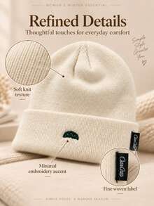 1pc Women's Autumn/Winter Warm Knit Beanie Hat, Versatile Large Head Circumference, Outdoor Cold-Proof Ear-Covering Headwear - A - View 2