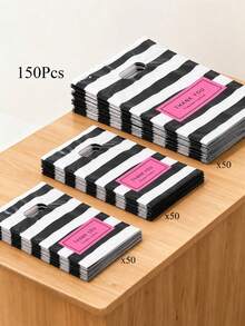 100pcs Plastic Gift Bags Set With "Thank You" Design - Durable, Stylish, Reusable, Suitable For Retail Store Or Gift Shop Packaging, Gift Bags, Gift Wrapping, Fashion Packaging, Sturdy Structure, Small Size - Gift Bag Set - View 1