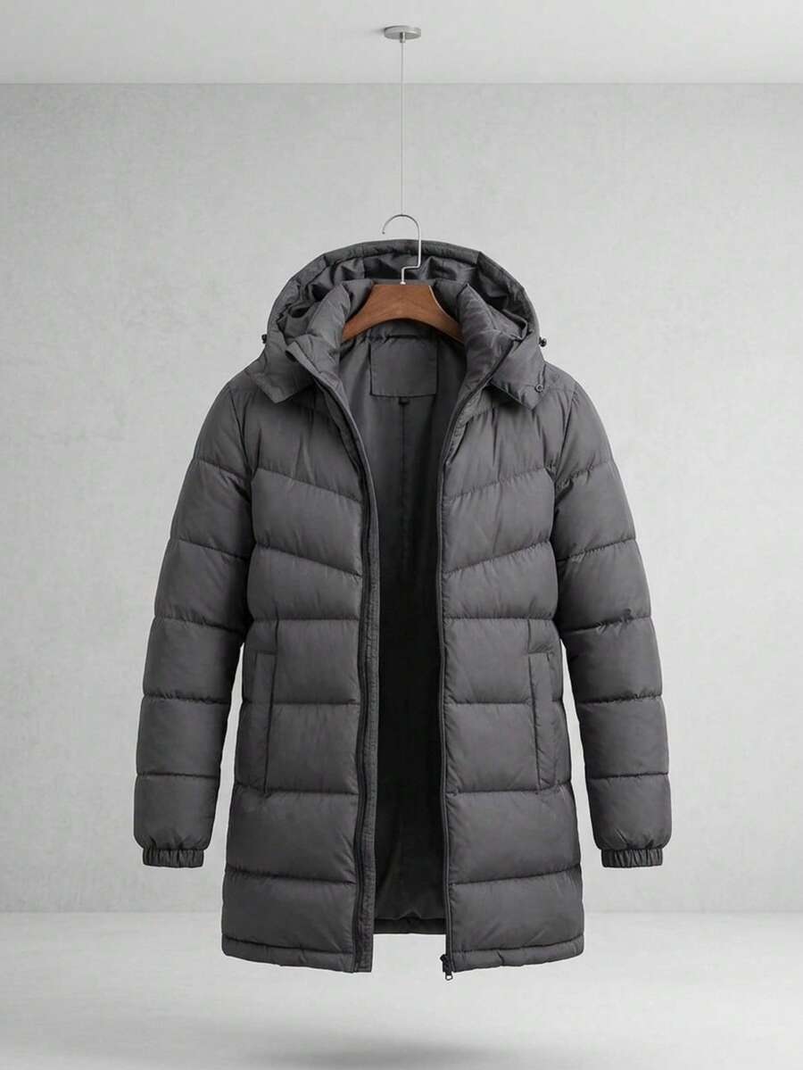 Minimal, Warm, And Effortlessly Versatile, This Hooded Puffer Jacket Is A Must-Have For Cold-Weather Styling. - Dark Grey - View 1
