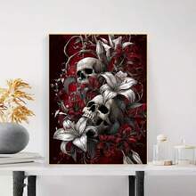 1PC DIY 5D Diamond Painting Kit Skull Pattern - Round Full Drill Art Mosaic Craft, Home Wall Decor, Unframed - No Frame - View 3