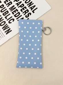 1pc PU Leather Cute Polka Dot Portable Spring Hinge Glasses Case, Auto-Closing Design, With Hook And Built-In Cleaning Cloth, Portable Glasses Protection Storage Bag - Multicolor - View 14