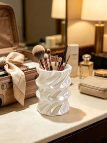Creative Water Ripple Makeup Organizer, 3D Printed With Fluid Pleated Curved Surface, Pearlescent Color Scheme For Elegant Soft Look, Stores Cosmetics, Exquisite And Durable Desktop Art Decor - Multicolor - View 3