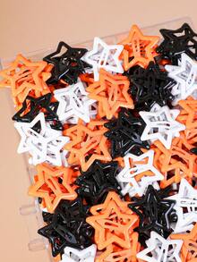 100/50/10pcs Girls Halloween Color Theme Five-Pointed Star BB Hair Clips, Hair Claw Clips, Hair Clips, Bangs Hair Accessories, Daily Use, Gift - Multicolor - View 3