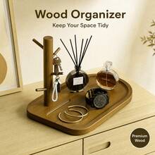 Bamboo Desktop Key Storage Tray, Branch-Shaped Desktop Organizer With Hooks, Decorative Storage Tray For Keys, Jewelry, Watches And Small Items, Entryway Table Home Decor - View 5