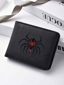 High Quality Black PU Leather Spider Print Wallet, With Spacious Capacity, Coin Pouch And Multiple Card Slots, Fashion Business Style, Perfect Gift Choice - one-size - View 2
