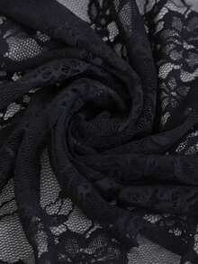 1件牡丹提花蕾絲布料 3D牡丹網紗蕾絲 旗袍漢服手工DIY面料 - 黑色 - 查看 5