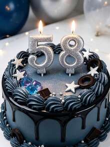 1pc Sequin Number Birthday Candle 0-9 Silver Age Candle, Elegant Cake Decor Topper, Suitable For Children And Adult Birthday Parties, Anniversaries, Weddings And Celebration Events - View 1
