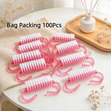 100/50/20/2 buah Sikat Pembersih Kuku Gagang Plastik Warna-warni, Sikat Kuku Kecil Berbentuk Tanduk dengan Pegangan Mudah, Cocok untuk Membersihkan Kuku Kaki dan Tangan, Unisex - Berwarna merah muda - View 10