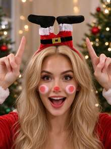 2/1pc Christmas Funny Elf Leg Headband, Santa Claus Pants Style Novelty Head Hoop, Adult Christmas Party Cosplay Photo Prop Hair Accessory - Multicolor - View 2