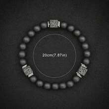 1pc, Balance Bracelet, Matte Black Onyx With Cube Stone Bracelet, Protection Bracelet, Natural Stone Bracelet, Gift For Man - Black - View 5