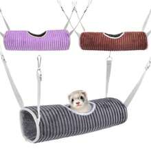 Hamster Cage Hammock Ferret Hiding Tunnel Warm Rat Small Animal Play Tube Swing Sleeping Hammock Nest Hiding Toy - C-Grey - View 1