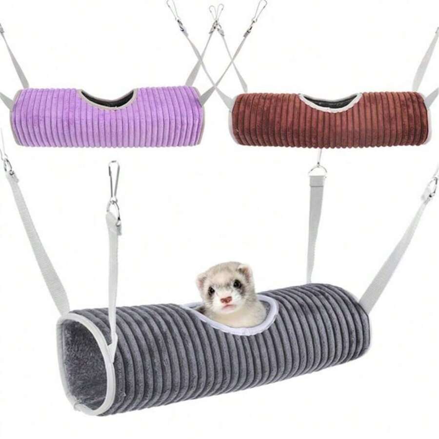 Hamster Cage Hammock Ferret Hiding Tunnel Warm Rat Small Animal Play Tube Swing Sleeping Hammock Nest Hiding Toy - C-Grey - View 1