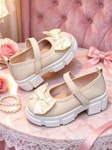1 Pair Cute Sweet Mary Jane Women's Shoes, Thick Sole Height Increase, Hook And Loop Design Easy To Put On And Take Off, Suitable For Campus, Daily Outings, Parties, Spring And Autumn Wear - Apricot - View 1