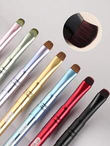JOCNAIL 3-In-1 Precision French Tip Nail Brush, Professional Metal Handle Gel Polish Painting Pen & Residue Clean Up Brush Manicure Tool - Multicolor - View 4