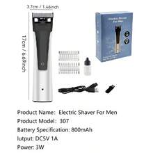 Electric Shaver Men's Hair Body Removal Razor Rechargeable Beard Trimmer Body Grooming Kit USB Cordless Hair Trimmer 800mAh - Silver - View 9