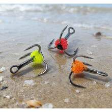 6PCS Bionic Fish Egg Treble Hooks, Super Sharp Barbed High Strength Ice Fishing Hooks, Lure Modification Hooks, Universal Winter Fishing Tackle For Freshwater & Saltwater - Multicolor - View 6