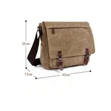 MENS MILITARY INSPIRED CANVAS LEATHER CROSSBODY BAG, VINTAGE SATCHEL SHOULDER MESSENGER FOR UNI TRAVEL CASUAL DAILY USE, HANDS-FREE ORGANISER - Black - View 3