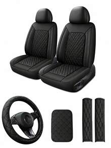 4/8/13pcs PU Leather Car Seat Covers Set, Includes Leather Steering Wheel Cover, Shoulder Pads And Armrest Pads - Multicolor - View 11