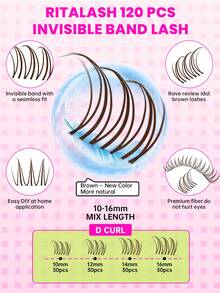 RITALASH RITA 120PCS Natural Lash Clusters, Idol Wispy Lashes,Seamless Mascara Look Untra-Thin 0.03mm Clear Band,Beginner-Friendly,Poke-Free Comfort,Featherlight Fibers,Daily Attendance,Eyelash Clusters,10-16mm - View 3