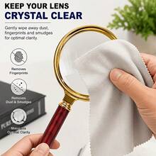 2pcs Set (1pc Extra Large Upgraded 80x Magnifying Glass And 1pc Random Color Cleaning Cloth) Large Handheld Metal Magnifier, Ergonomic Handle, Portable Multi-Function Magnifying Glass, Suitable For Viewing Jewelry - Multiple Styles - View 4